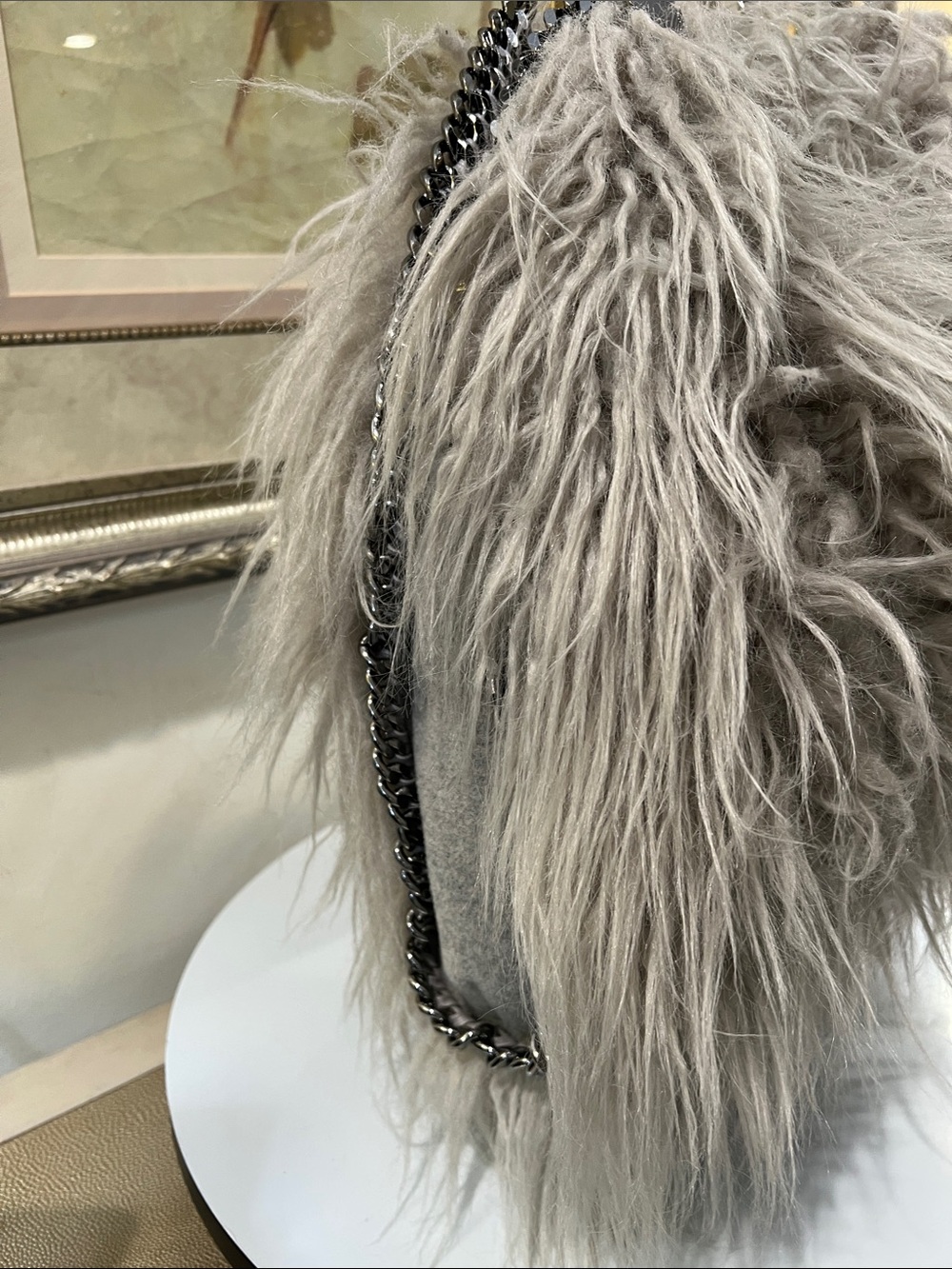 Stella McCartney Falabella Gray Faux Fur Shoulder Bag - Picture 4 of 14